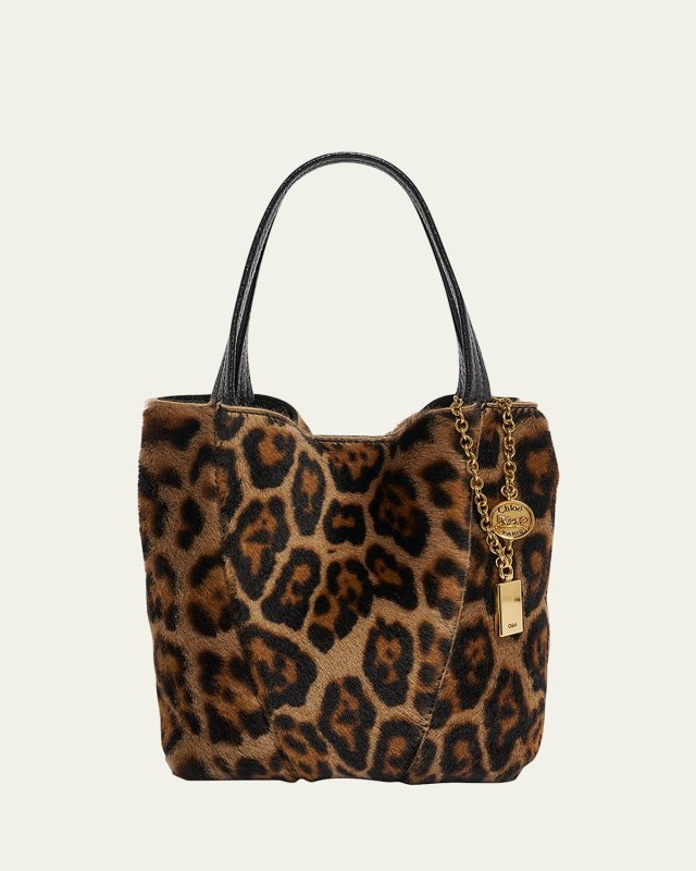 Spin Tote Bag in Leopard-Print Shearling